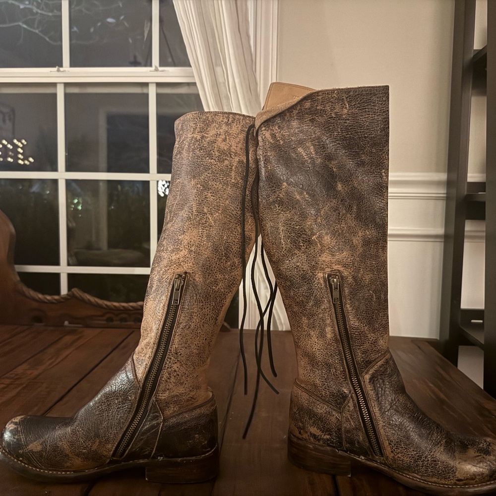 Bead Stu knee high boots in black